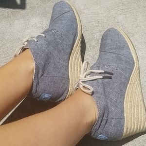 Toms Chambray Wedge Sz 9.5